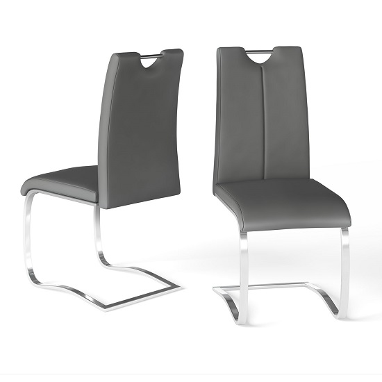 Read more about Gerrans grey faux leather dining chair in a pair