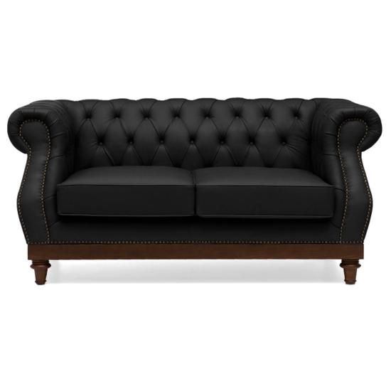 Ruskin Chesterfield Leather 2 Seater Sofa In Black_3