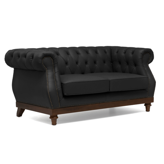 Ruskin Chesterfield Leather 2 Seater Sofa In Black_4