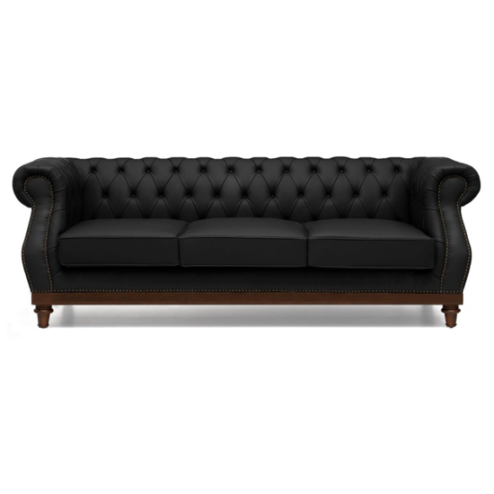Ruskin Chesterfield Leather 3 Seater Sofa In Black_4