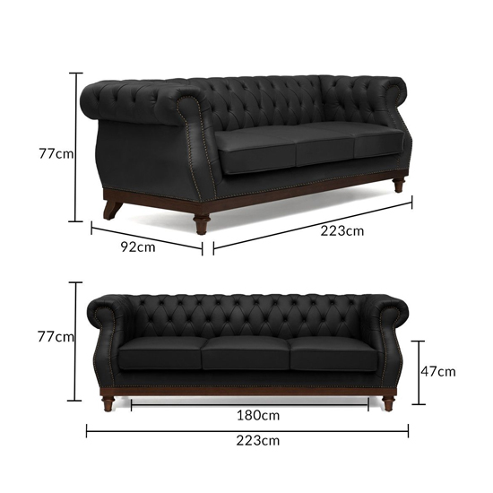 Ruskin Chesterfield Leather 3 Seater Sofa In Black_5