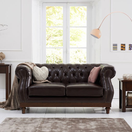 Ruskin Chesterfield Leather 2 Seater Sofa In Brown_1