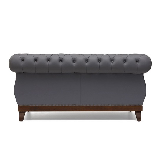 Ruskin Chesterfield Leather 2 Seater Sofa In Grey_2