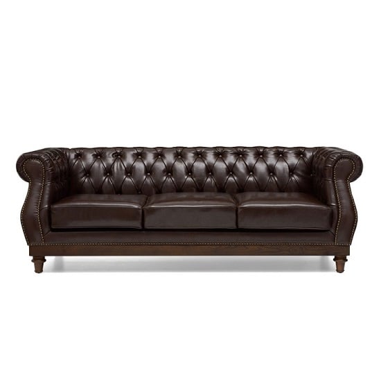 Ruskin Chesterfield Leather 3 Seater Sofa In Brown_5