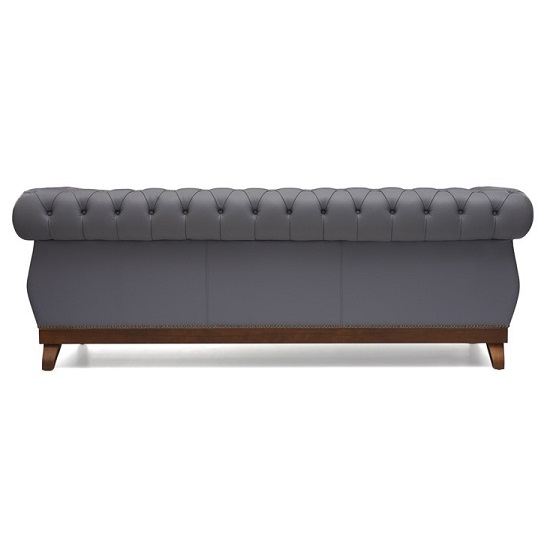 Ruskin Chesterfield Leather 3 Seater Sofa In Grey_2