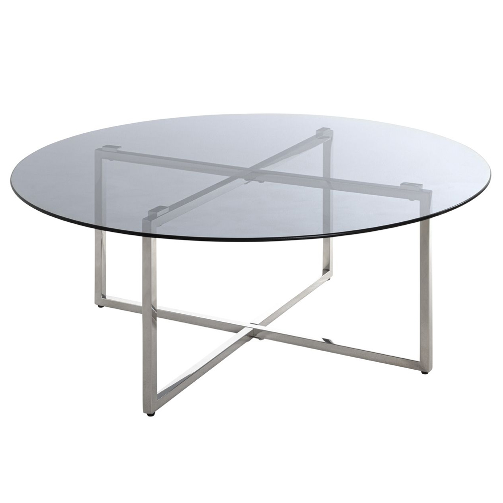 Ruston Smoked Glass Top Coffee Table With Stainless Steel Legs