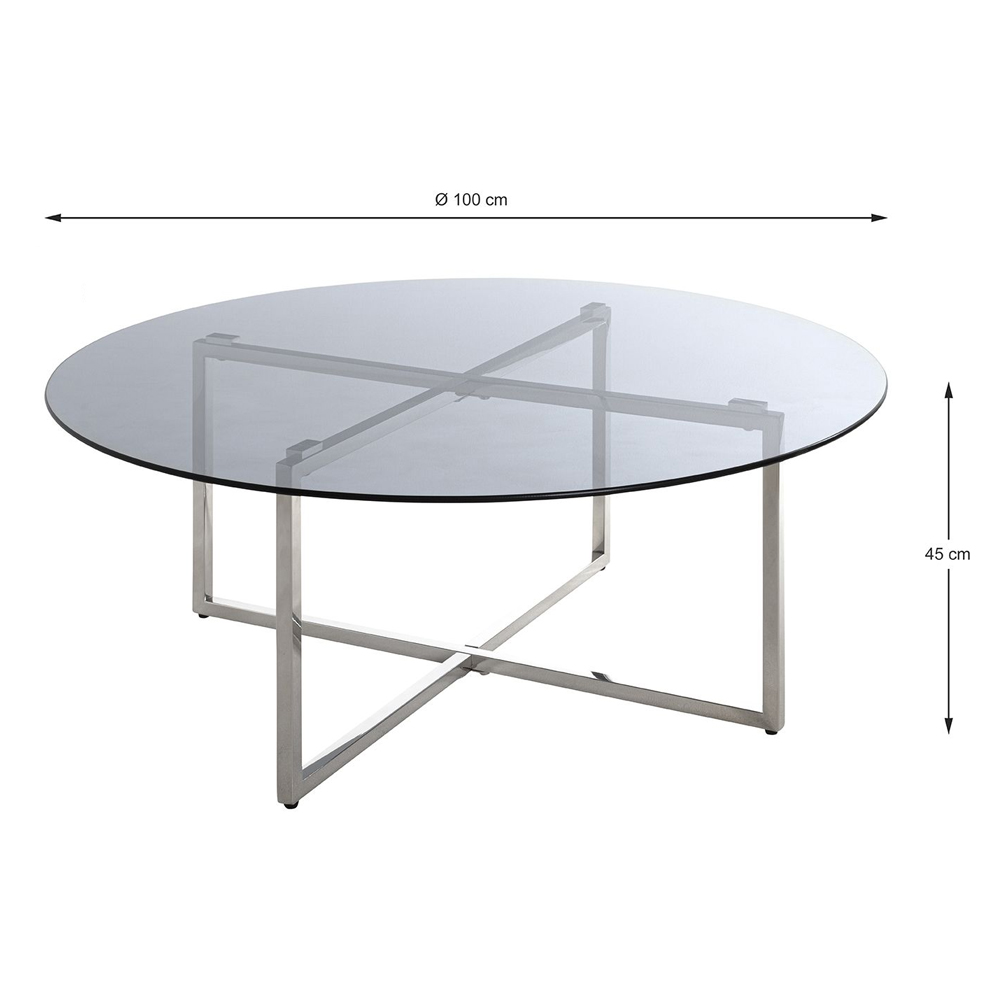 Ruston Smoked Glass Top Coffee Table With Stainless Steel Legs