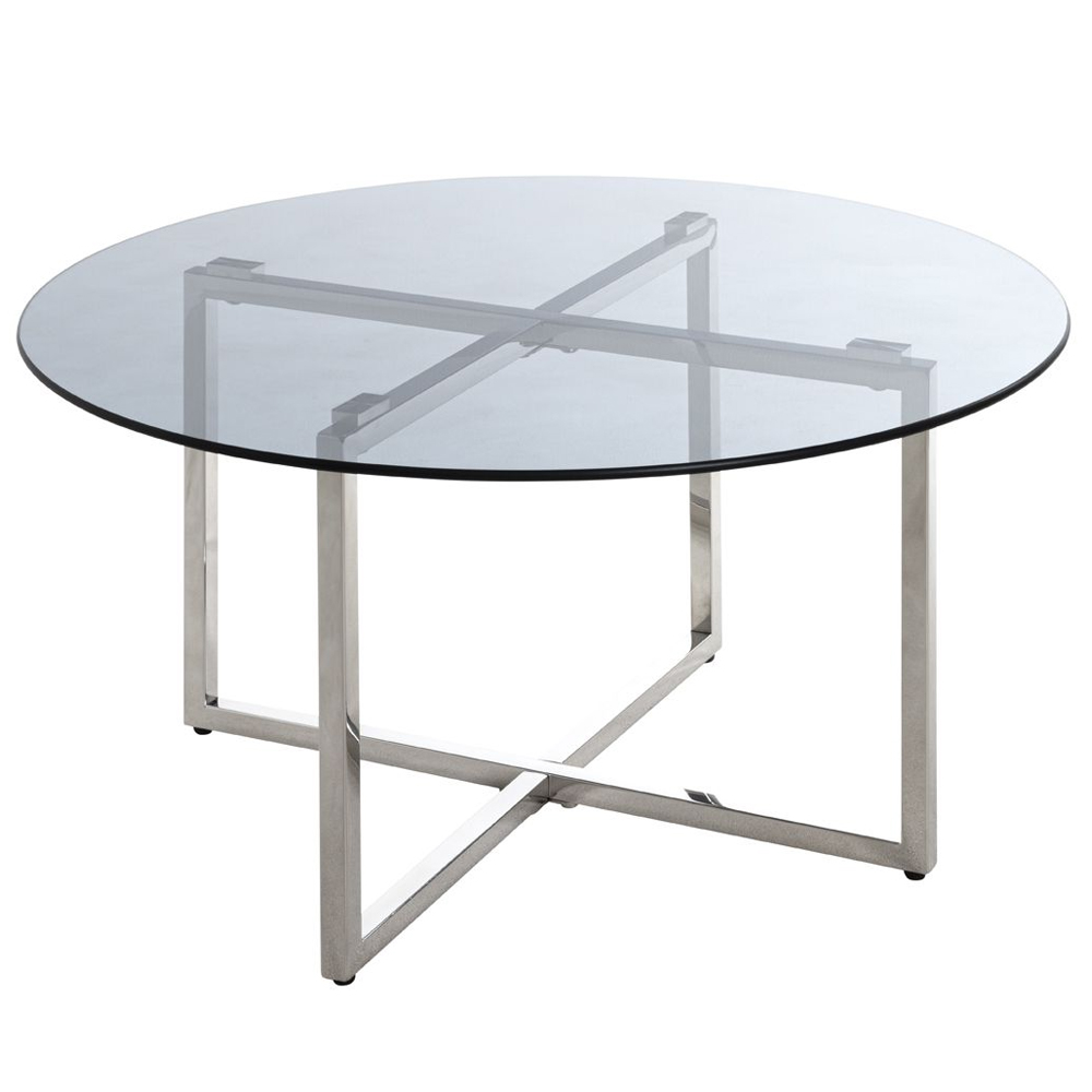Ruston Smoked Glass Top Side Table With Stainless Steel Legs
