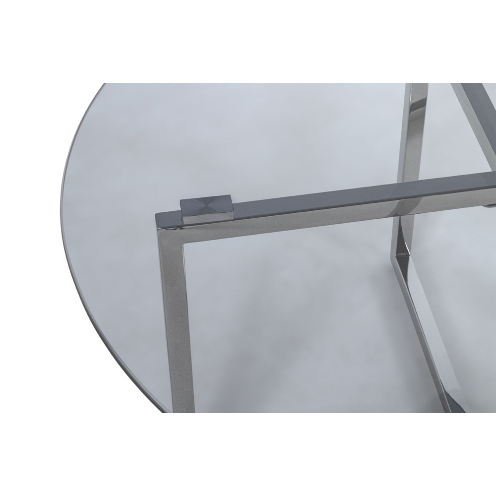 Ruston Smoked Glass Top Side Table With Stainless Steel Legs