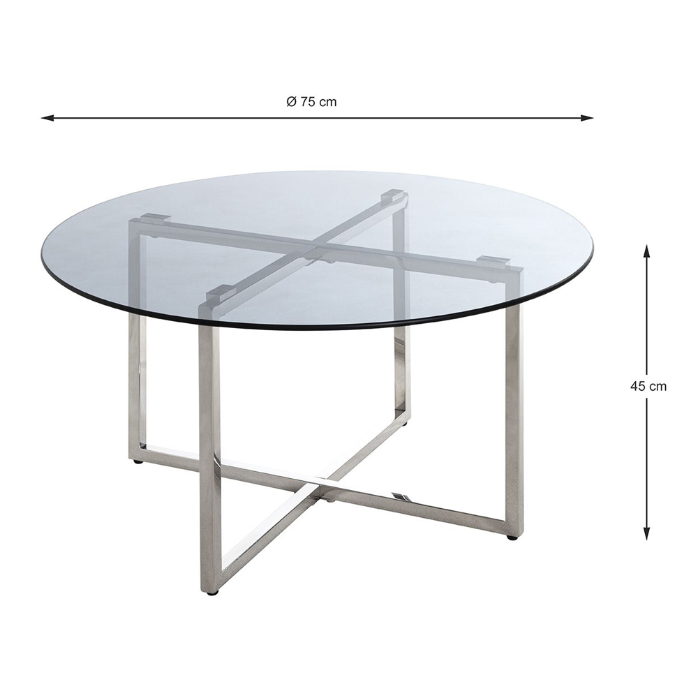 Ruston Smoked Glass Top Side Table With Stainless Steel Legs