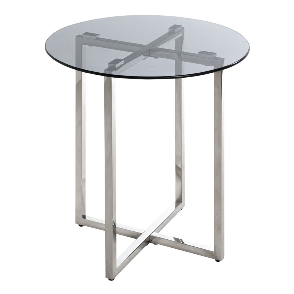 Ruston Smoked Glass Top End Table With Stainless Steel Legs