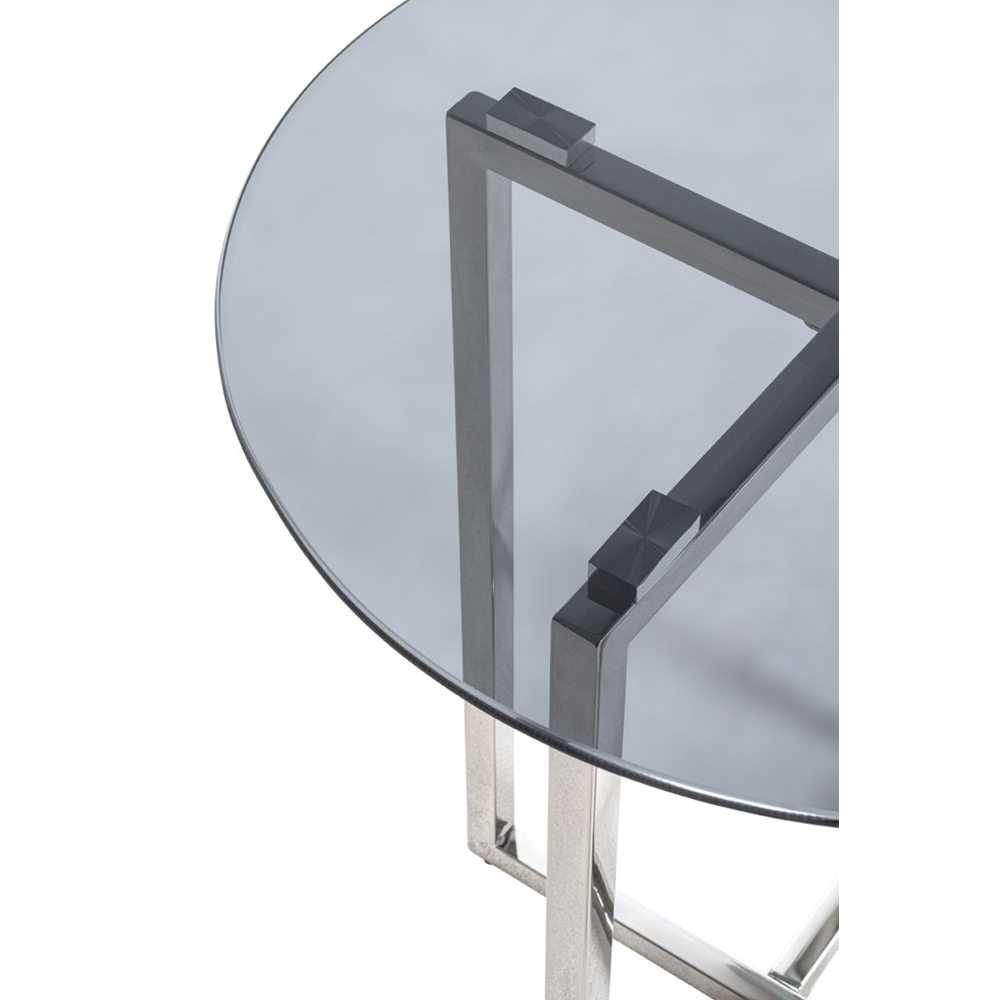 Ruston Smoked Glass Top End Table With Stainless Steel Legs