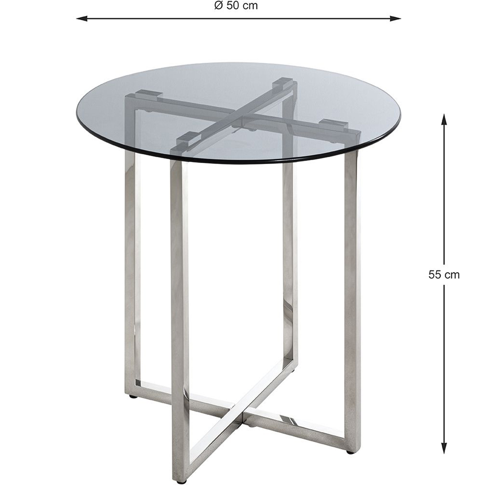 Ruston Smoked Glass Top End Table With Stainless Steel Legs