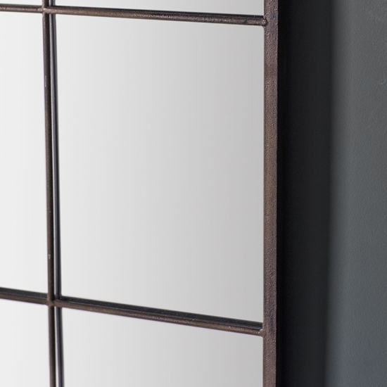 Rutherford Window Pane Design Wall Mirror In Rustic Metal Frame