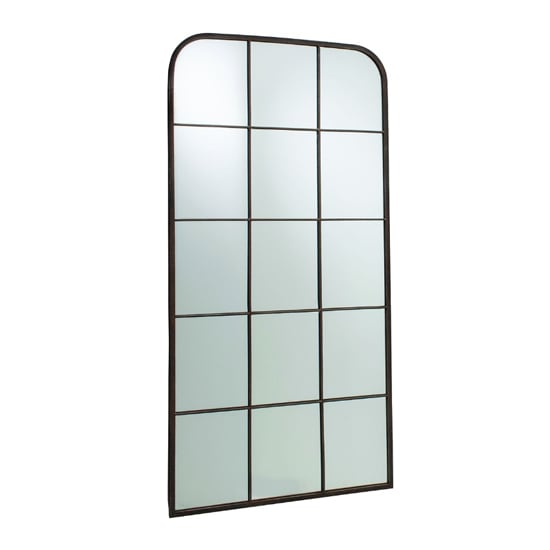Rutherford Window Pane Design Wall Mirror In Rustic Metal Frame_3