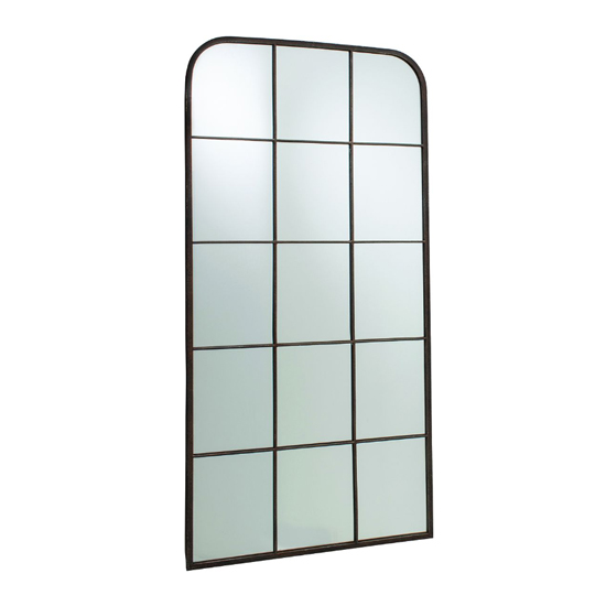 Rutherford Window Pane Design Wall Mirror In Rustic Metal Frame