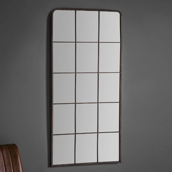 Read more about Rutherford window pane design wall mirror in rustic metal frame