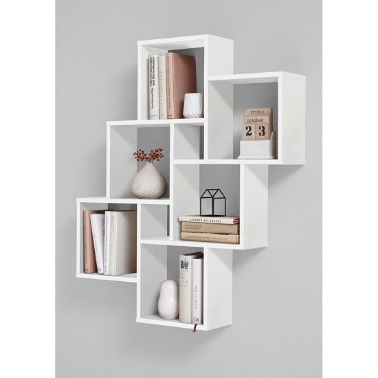 Read more about Rutland wooden wall mounted shelving unit in white