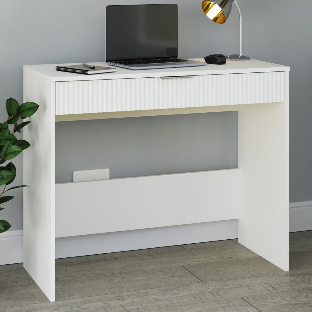 Rutland Wooden Laptop Desk With 1 Drawer In White