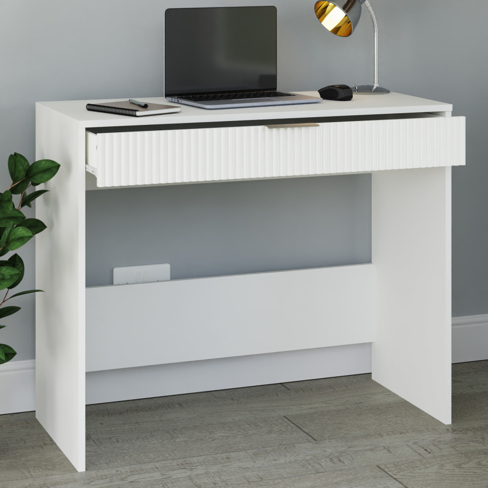 Rutland Wooden Laptop Desk With 1 Drawer In White