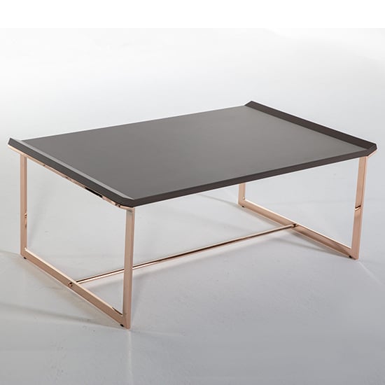 Photo of Ryan matt grey top coffee table with rose gold metal frame