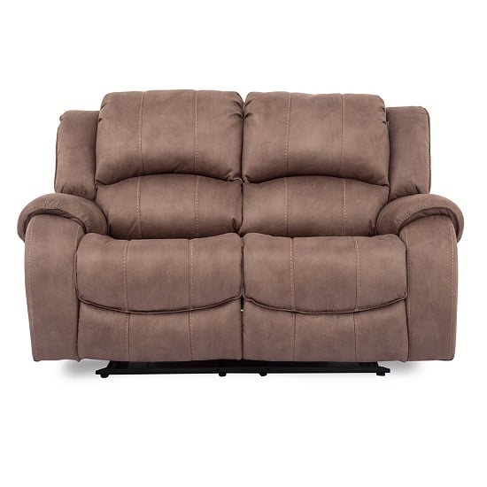 Ryan Recliner Textured Fabric Two Seater Sofa In Biscuit