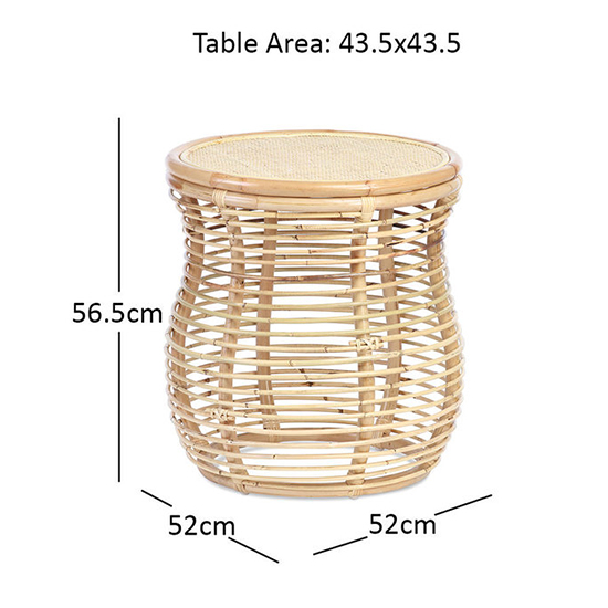 Rybnik Round Wicker Top Rattan Lamp Table In Natural_3