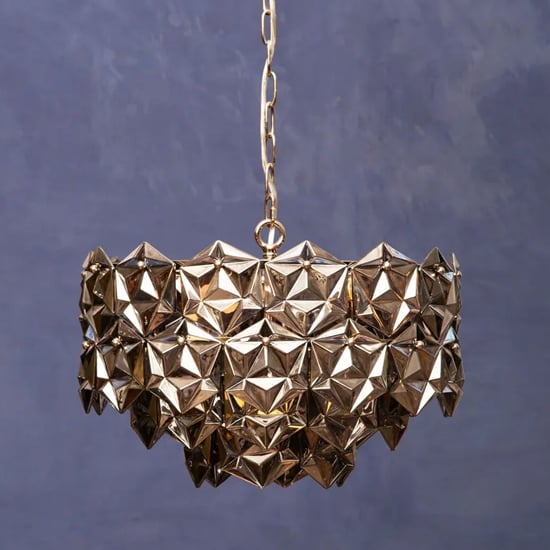 Rydall Smoked Grey Glass Chandelier Ceiling Light In Nickel