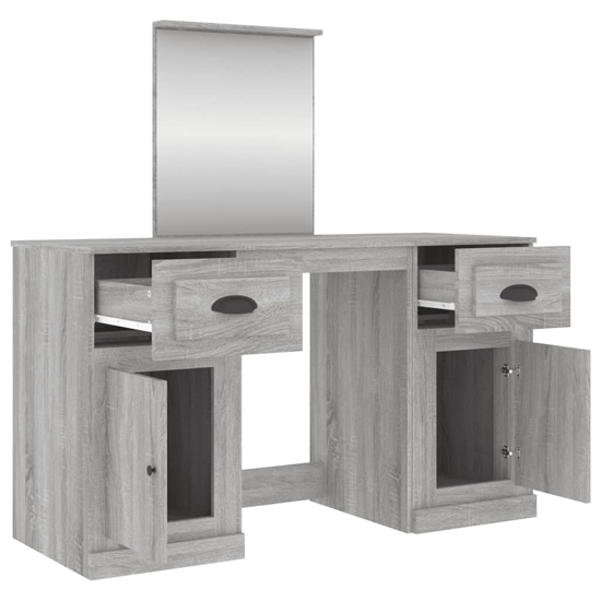 Ryker Wooden Dressing Table With Mirror In Grey Sonoma Oak