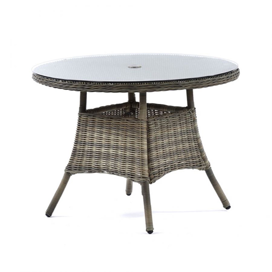 Ryker Outdoor Rattan Dining Table With 4 Armchairs In Brown Grey