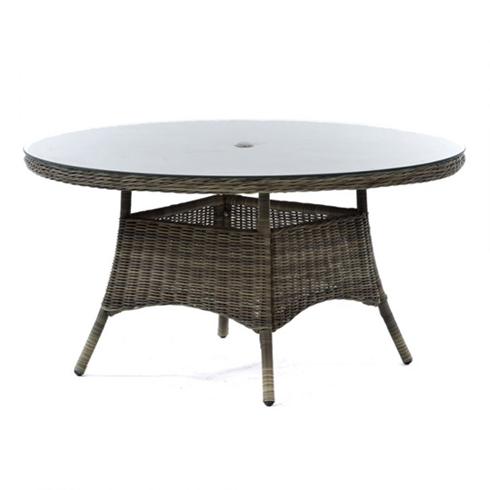 Ryker Outdoor Rattan Dining Table With 6 Armchairs In Brown Grey