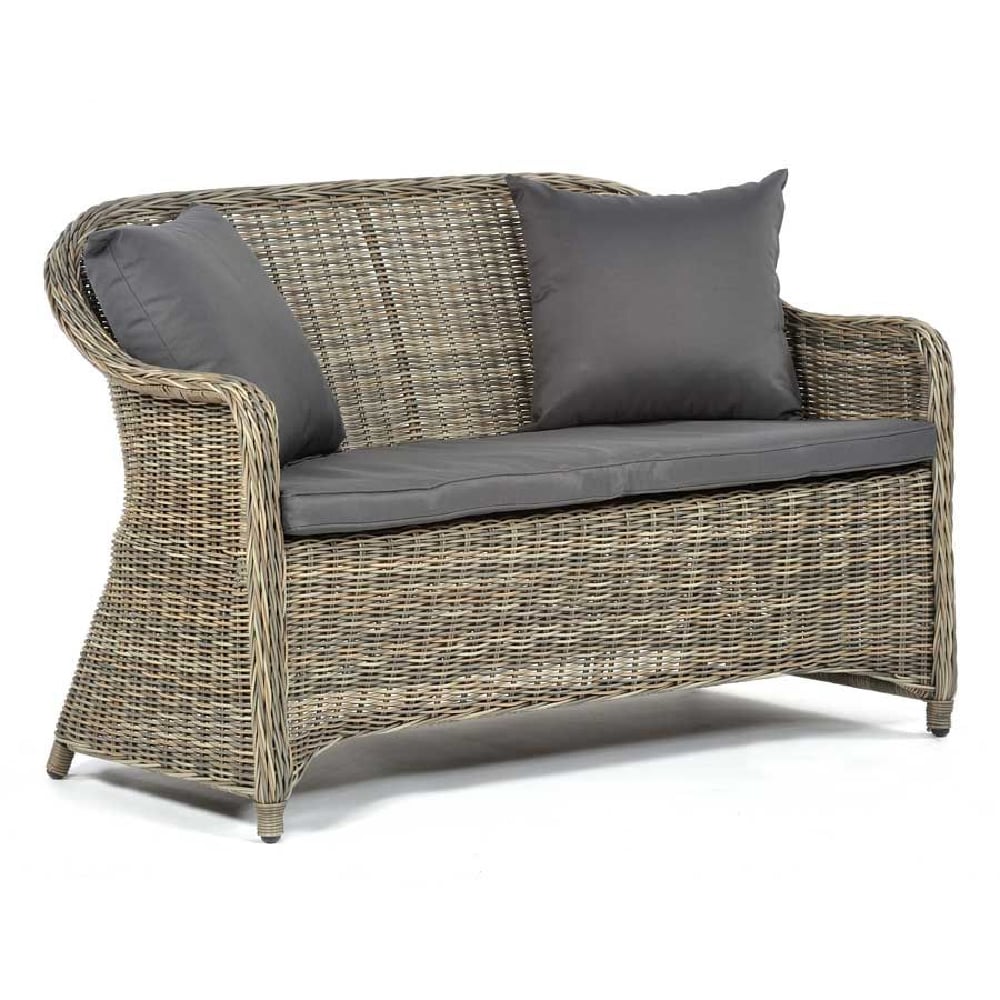 Product photograph of Ryker Rattan 2 Seater Sofa With Dark Grey Cushion In Brown from Furniture in Fashion