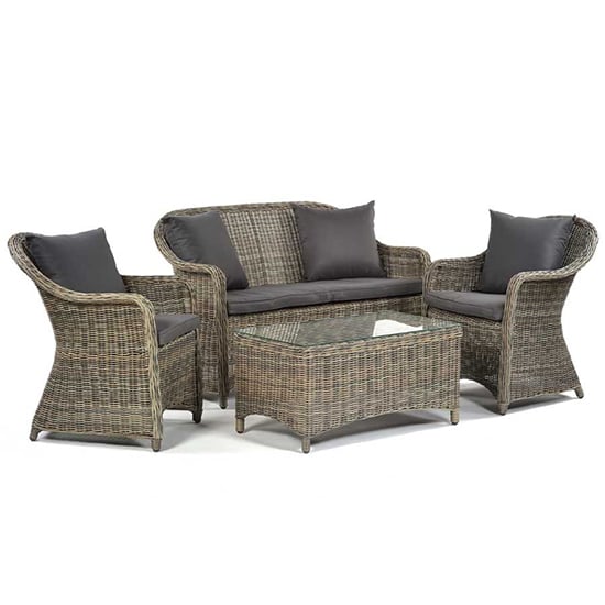Product photograph of Ryker Rattan Lounge Sofa Set With Glass Top Coffee Table from Furniture in Fashion