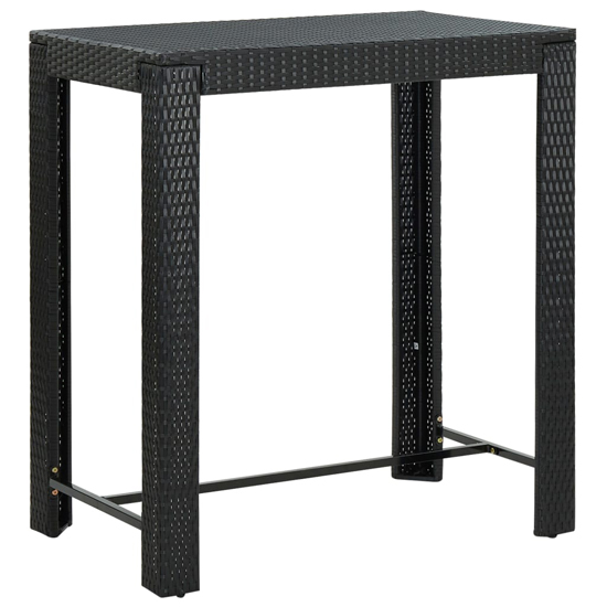 Ryker Solid Wood 5 Piece Garden Bar Set In Black Poly Rattan