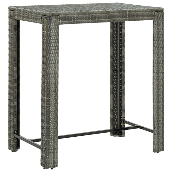 Ryker Solid Wood 5 Piece Garden Bar Set In Grey Poly Rattan