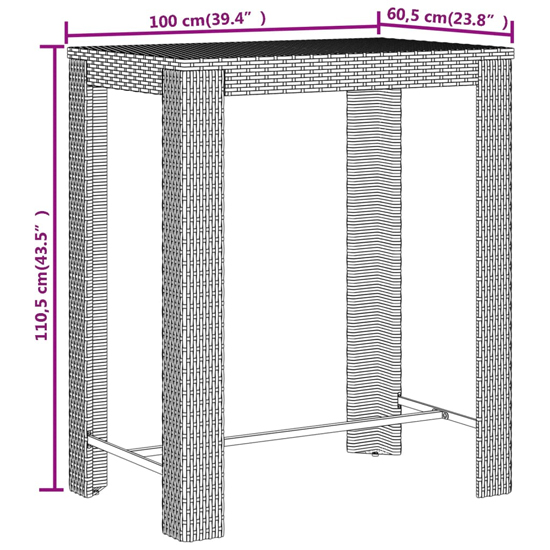 Ryker Solid Wood 5 Piece Garden Bar Set In Grey Poly Rattan