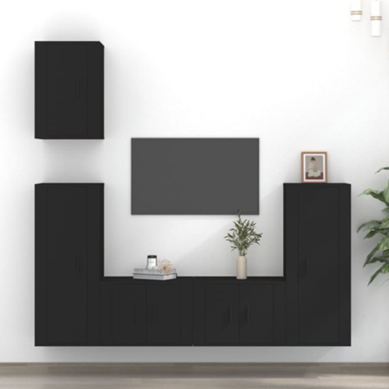 Ryker Wooden Entertainment Unit Wall Hung In Black Furniture in Fashion