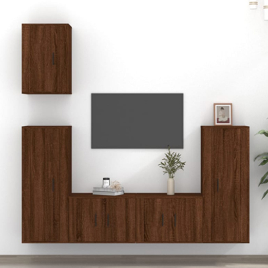 Ryker Wooden Entertainment Unit Wall Hung In Brown Oak Furniture in