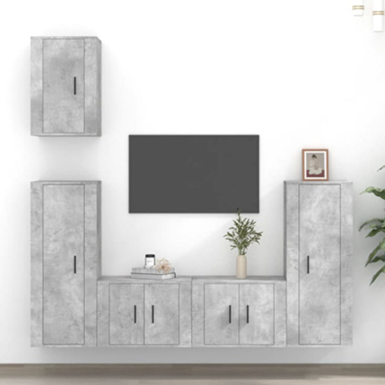 Ryker Wooden Entertainment Unit Wall Hung In Concrete Effect