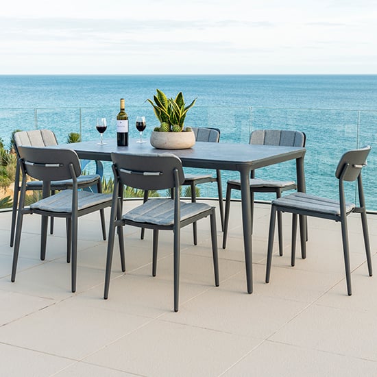 Rykon Outdoor 1500mm Glass Dining Table In Grey Ceramic Effect_2