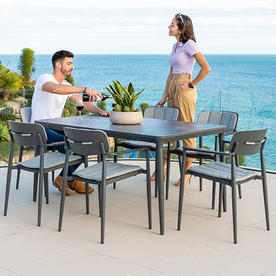 Rykon Outdoor 1500mm Glass Dining Table In Grey Ceramic Effect_3