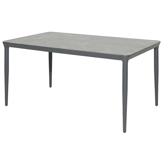 Photo of Rykon outdoor 1500mm glass dining table in grey ceramic effect