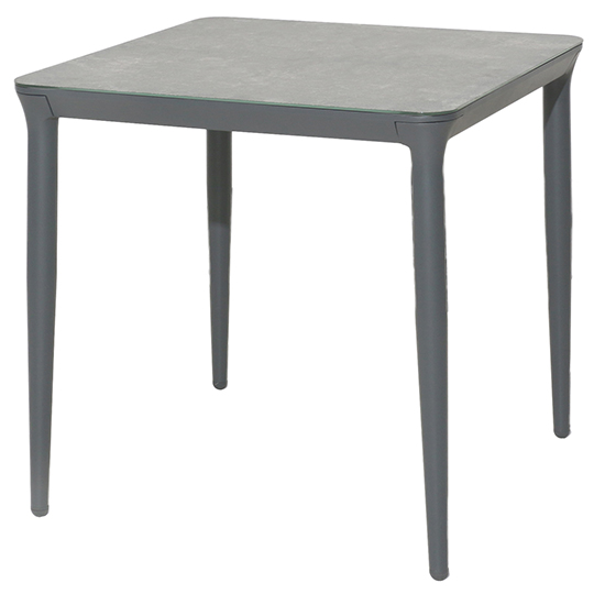 Product photograph of Rykon Outdoor 750mm Glass Dining Table In Grey Ceramic Effect from Furniture in Fashion