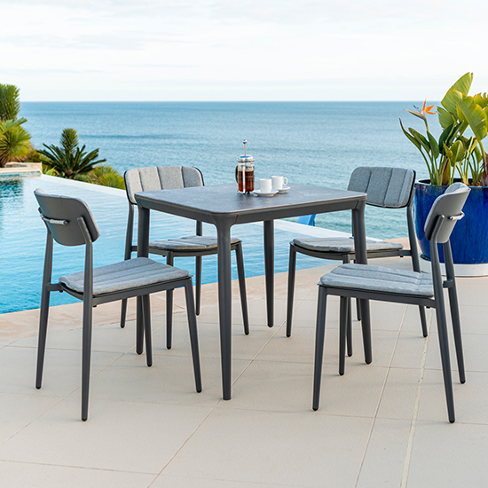 Read more about Rykon 750mm grey ceramic effect glass dining table 4 chairs