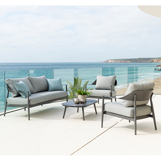 Read more about Rykon outdoor complete lounger set in matt grey