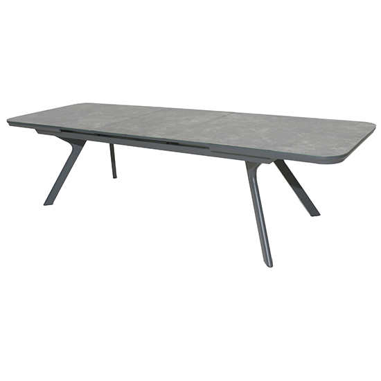 Rykon Outdoor Extending Glass Dining Table In Grey Ceramic Effect_2