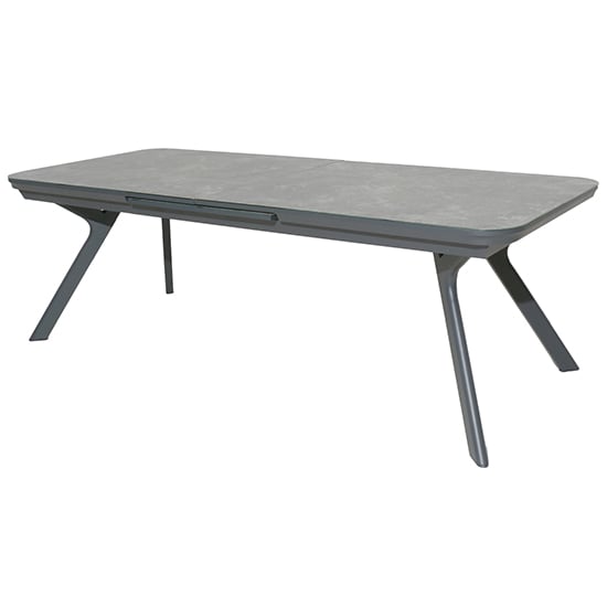 Product photograph of Rykon Outdoor Extending Glass Dining Table In Grey Ceramic Effect from Furniture in Fashion