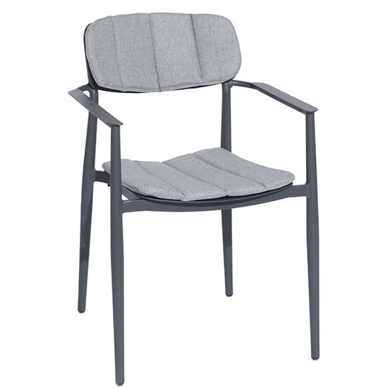 Photo of Rykon outdoor metal stacking dining armchair in matt grey