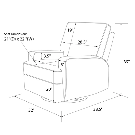 Rylie Fabric Swivel And Gliding Recliner Chair In Grey Furniture in