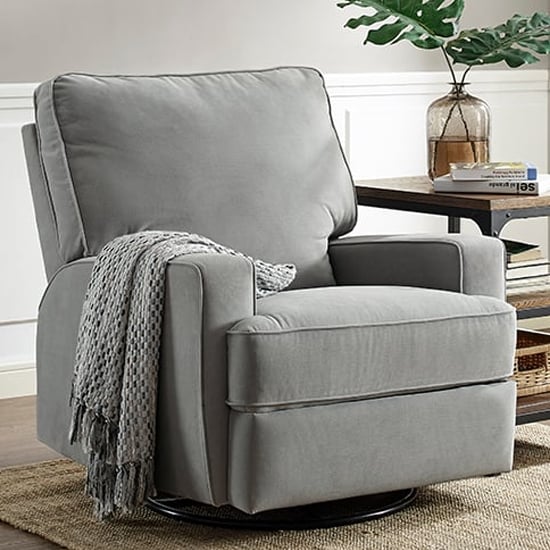 Photo of Rylie fabric swivel and gliding recliner chair in grey